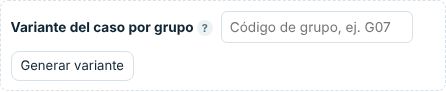Campo de código de grupo y botón Generar variante