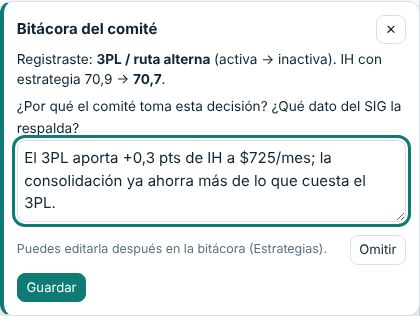 Panel de justificación de una decisión