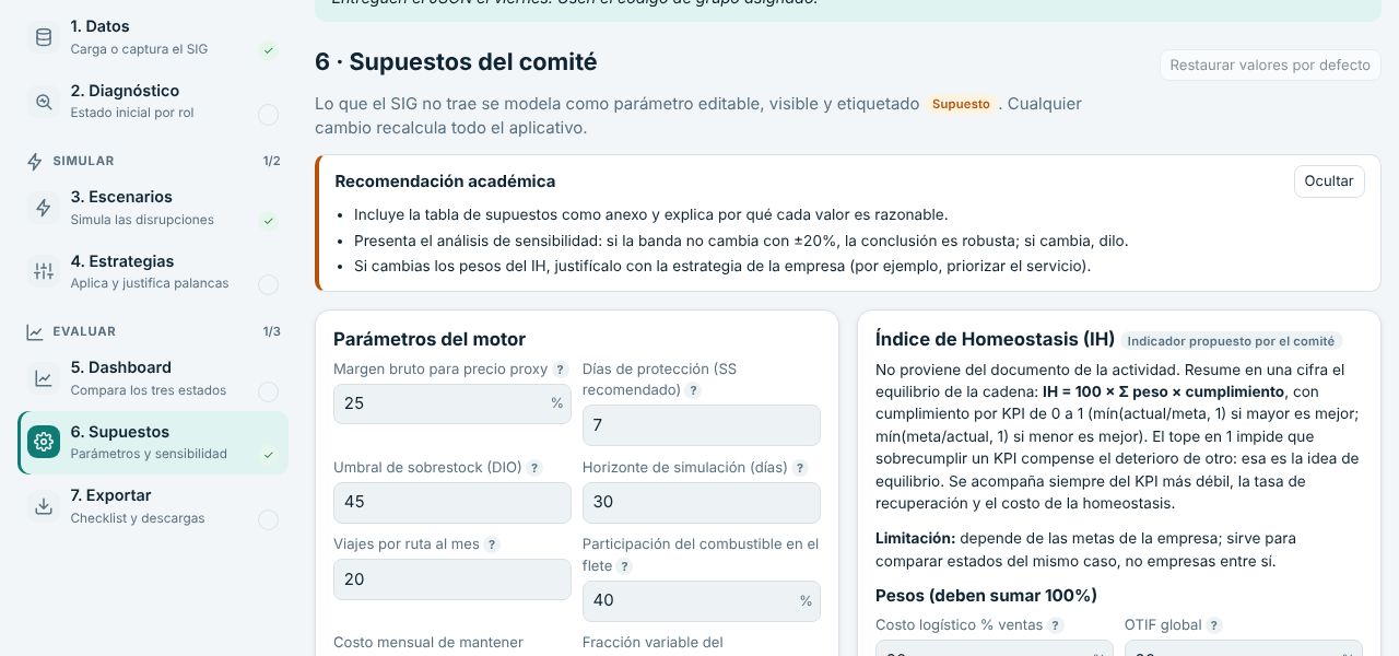 Vista del estudiante con aviso de la clase y campos bloqueados