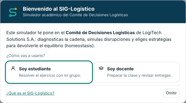 Bienvenida: elegir estudiante o docente