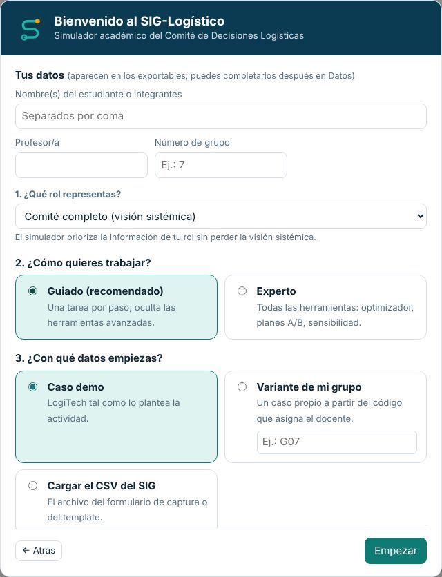 Bienvenida: rol, modo y datos