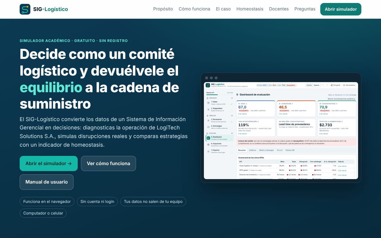 Página de inicio del SIG-Logístico